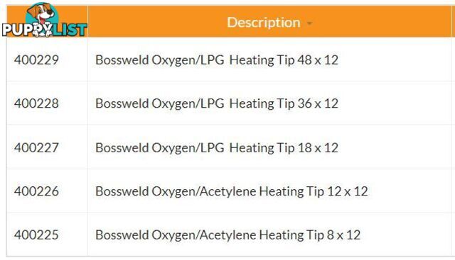 Superheating Tips Oxygen / Acetylene 8 x 12 400225