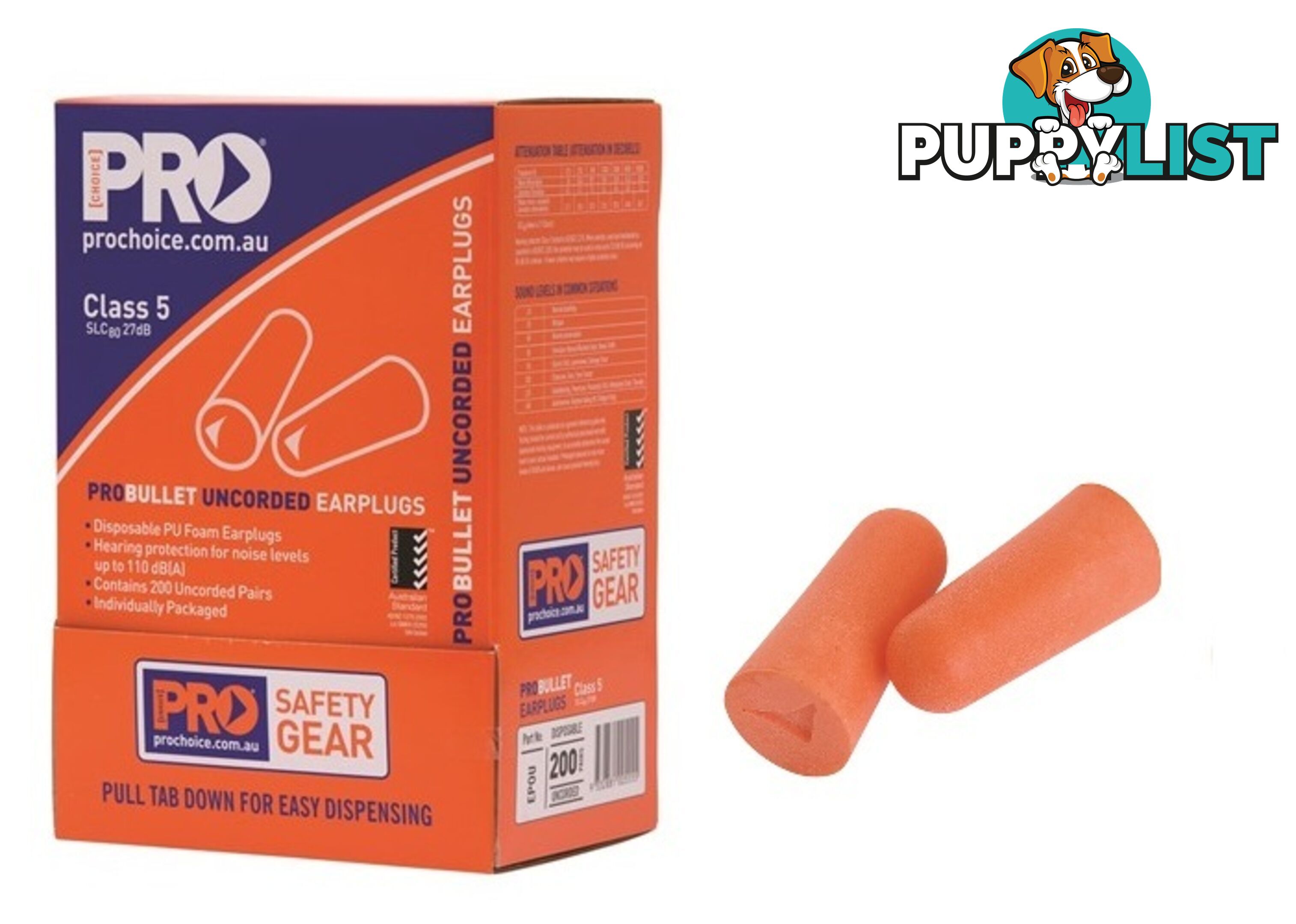 Disposable Probullet Uncorded Earplugs 200 Pairs ProChoice EPOU