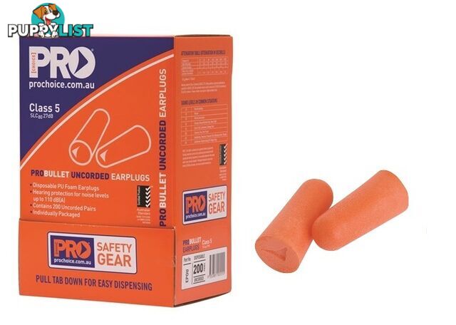 Disposable Probullet Uncorded Earplugs 200 Pairs ProChoice EPOU