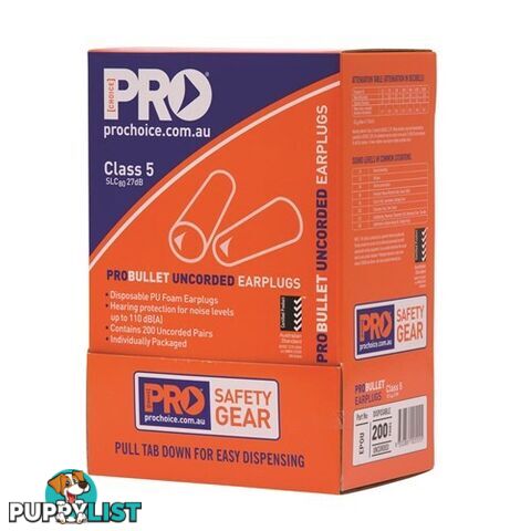 Disposable Probullet Uncorded Earplugs 200 Pairs ProChoice EPOU