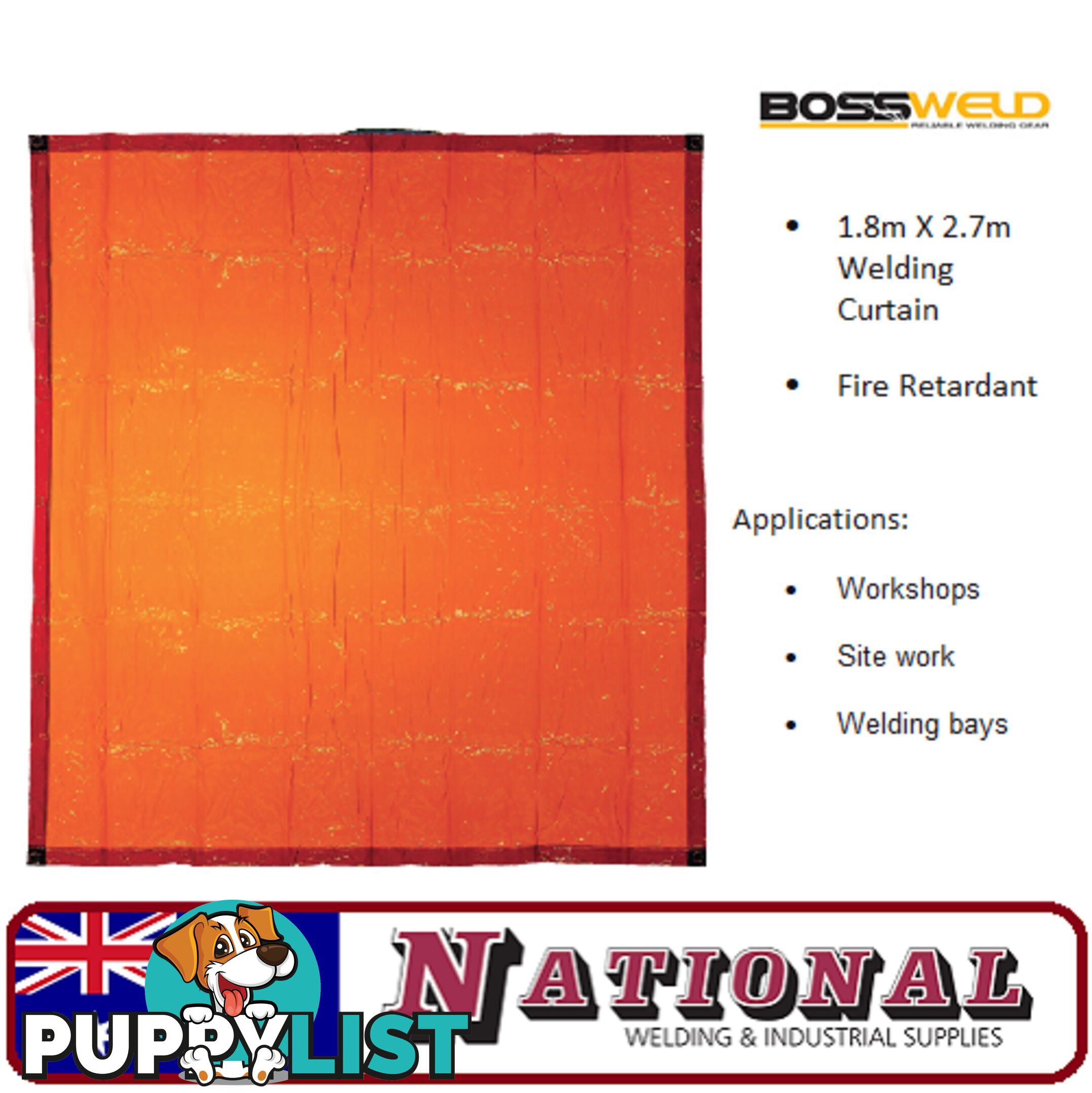 Welding Curtain / Screen 1.8 Metres X 2.7 Metres Orange 700109