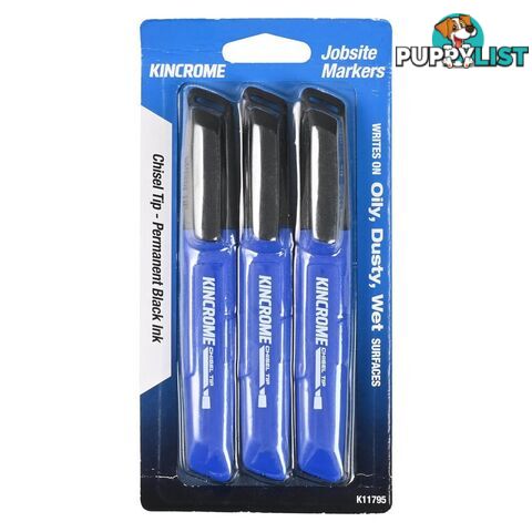 Permanent Marker Chisel Tip 3 Pack Black Kincrome K11795