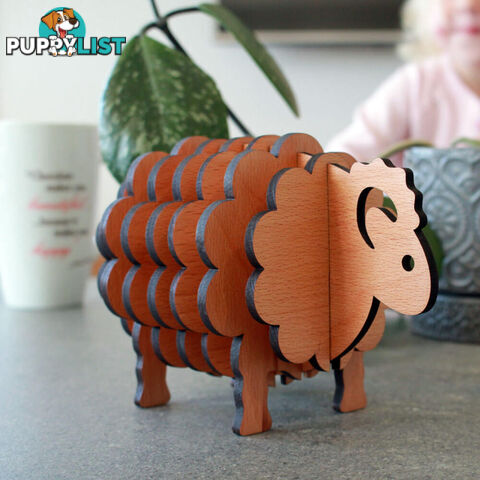 3D Sheep Wooden Coaster Set - 3DSWCS01