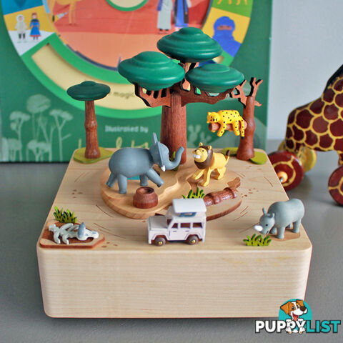 African Safari Moving Wooden Music Box - ASMWOODMBOX01 - 4711717296520