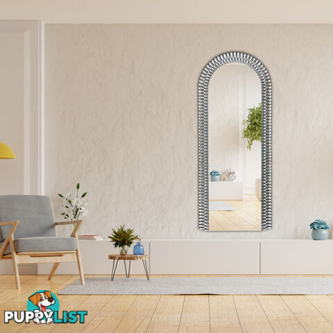 Diamond Water Drop Arch Mirror 200cm x 100cm Silver