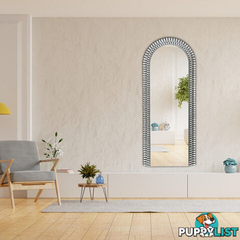 Diamond Water Drop Arch Mirror 160cm x 50cm Silver