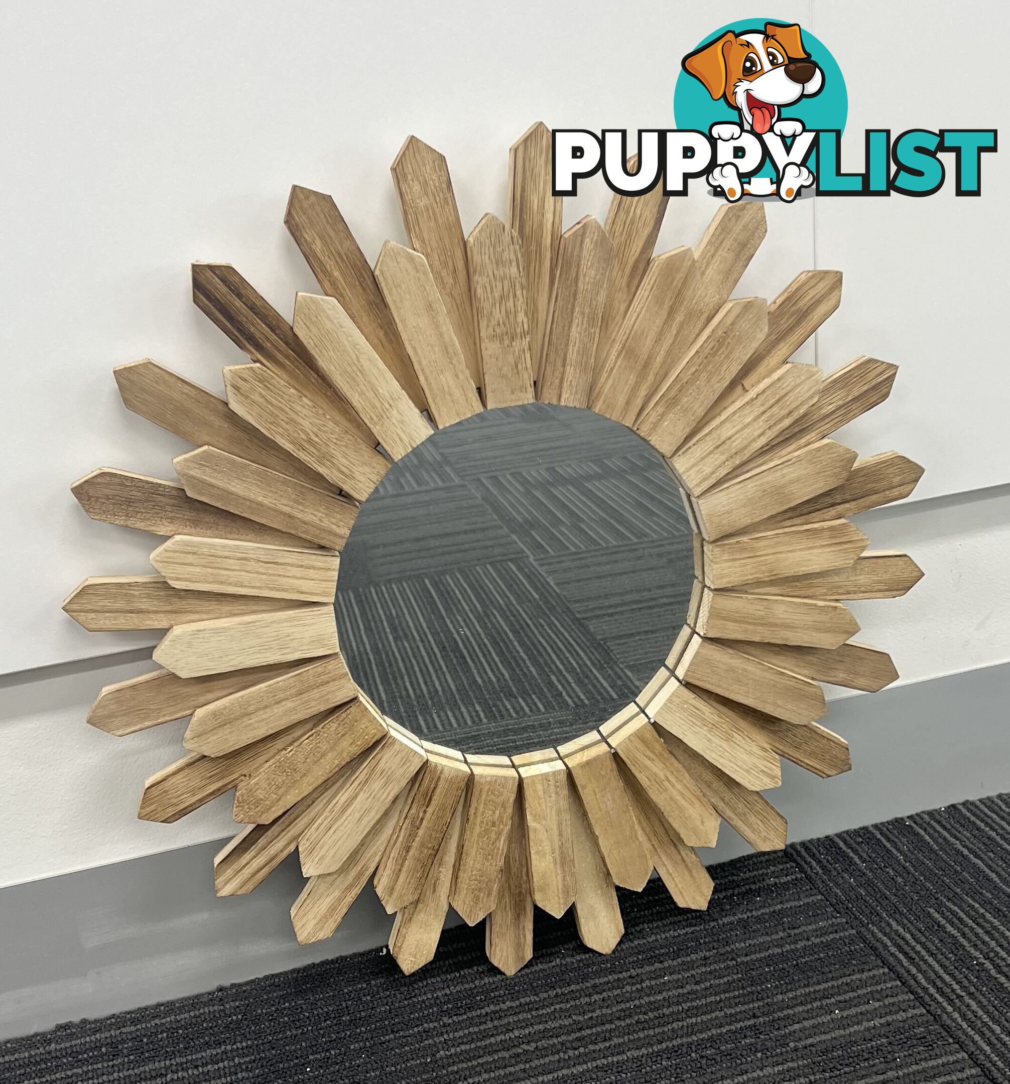 Paulownia Round Spike Mirror 46cm Self Paint