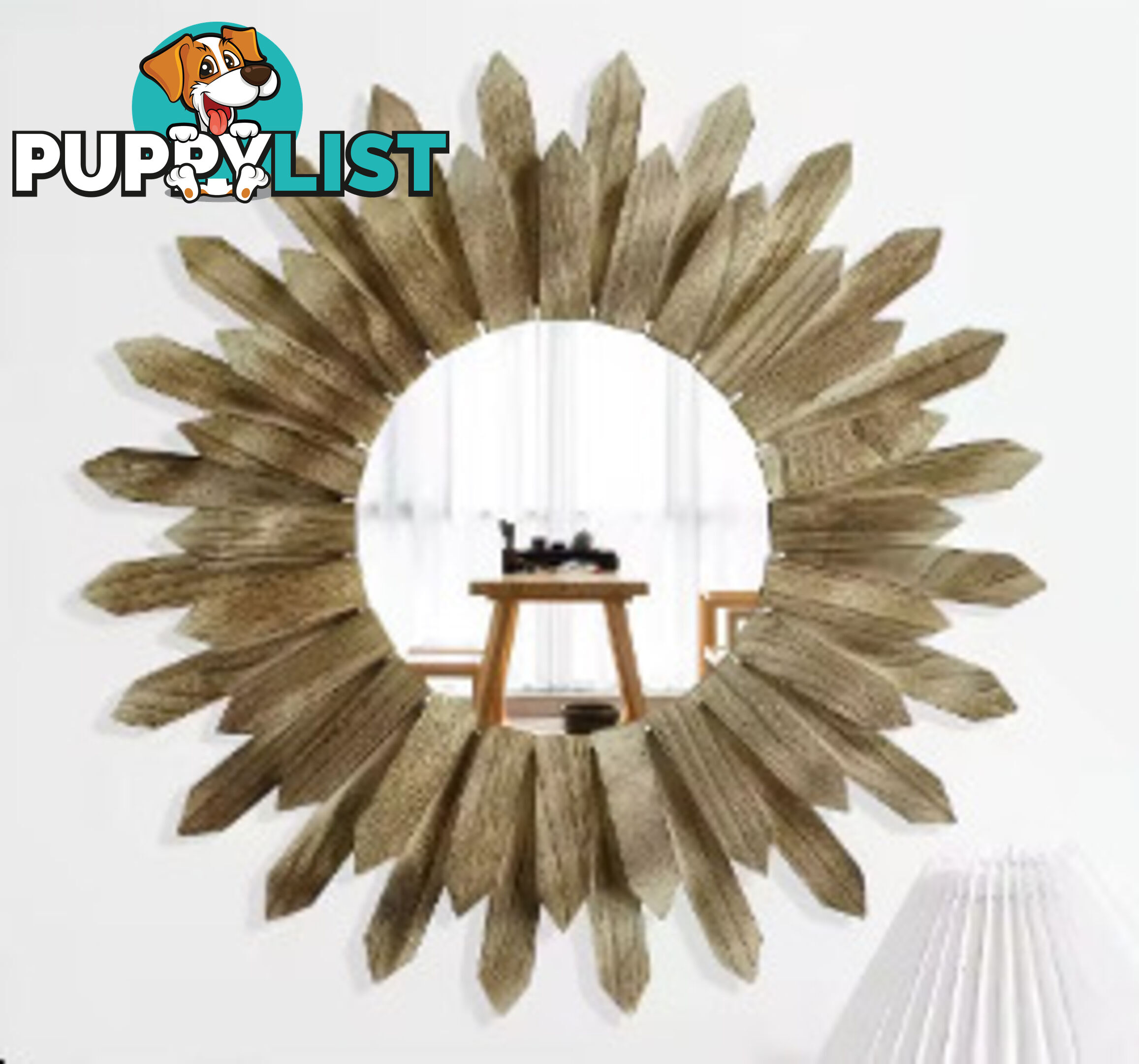 Paulownia Round Spike Mirror 46cm Self Paint