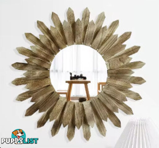 Paulownia Round Spike Mirror 46cm Self Paint