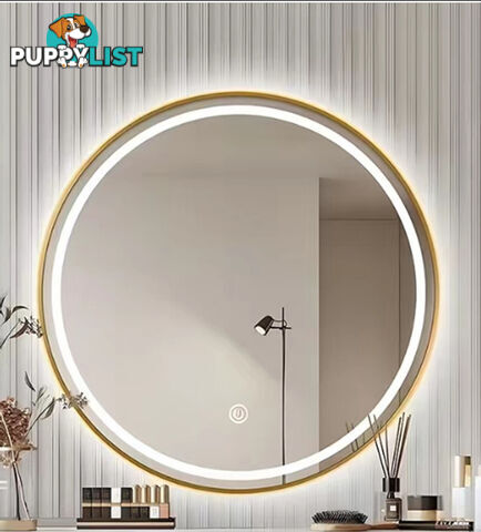 Star Round LED Mirror 90cm Gold Framed Dimmable