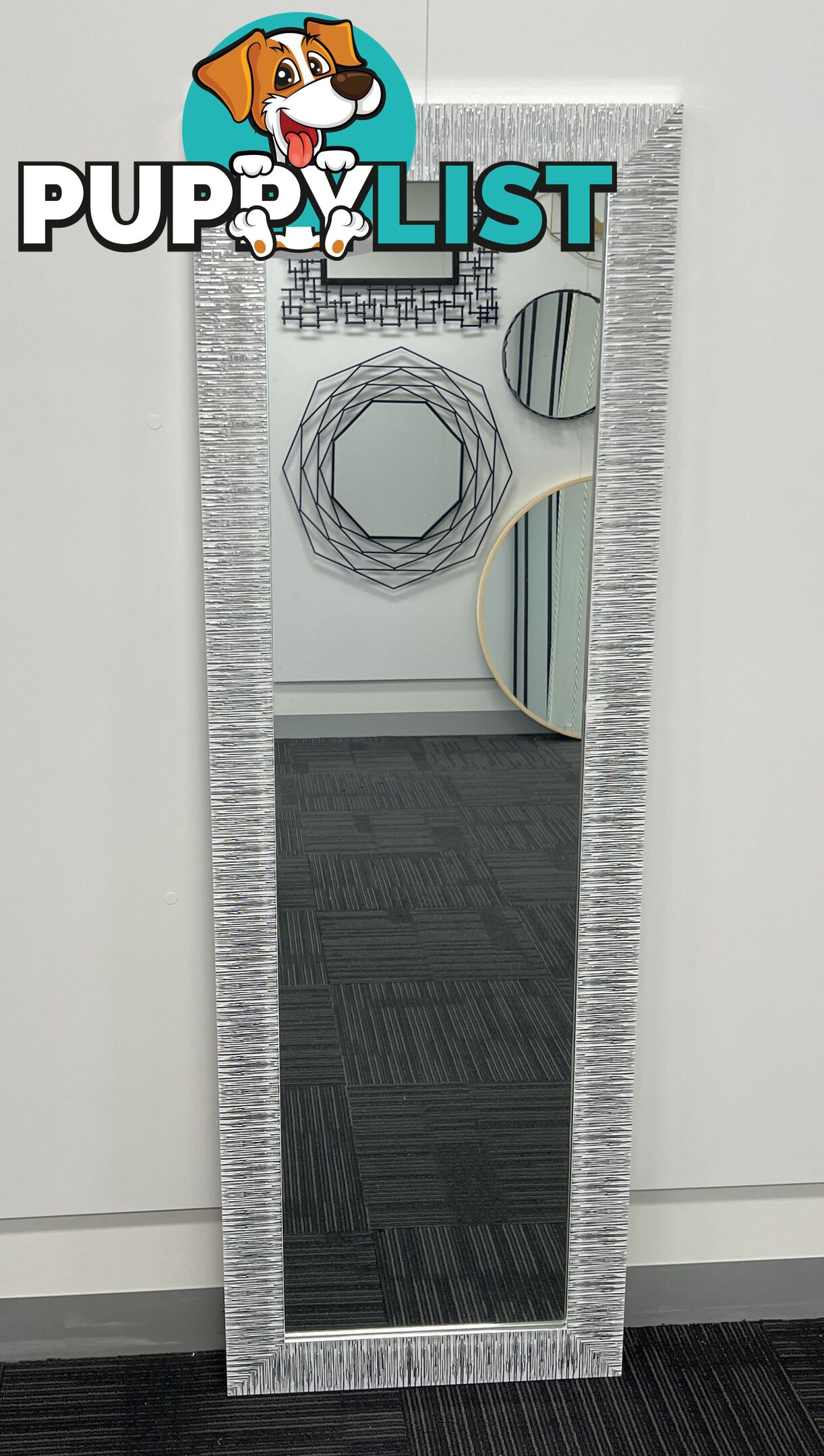 Star Modern Rectangular Mirror 152cm x 52cm Silver