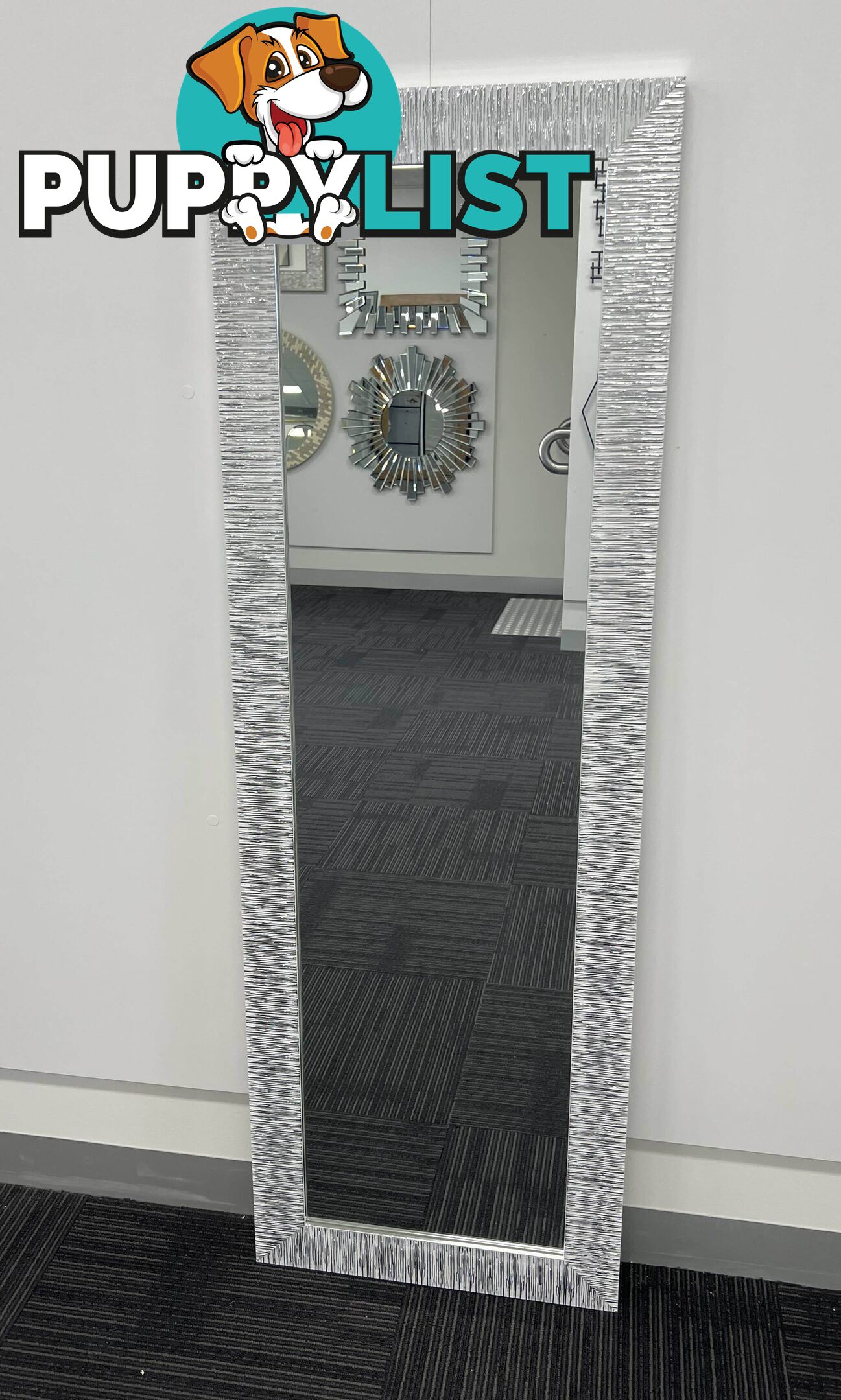 Star Modern Rectangular Mirror 152cm x 52cm Silver