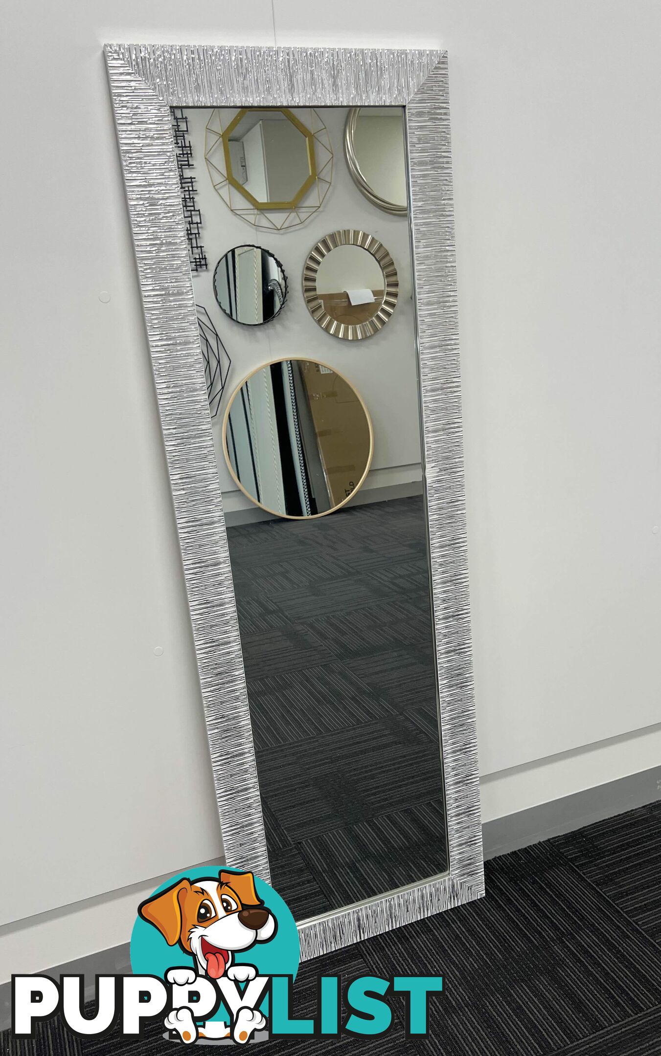 Star Modern Rectangular Mirror 152cm x 52cm Silver