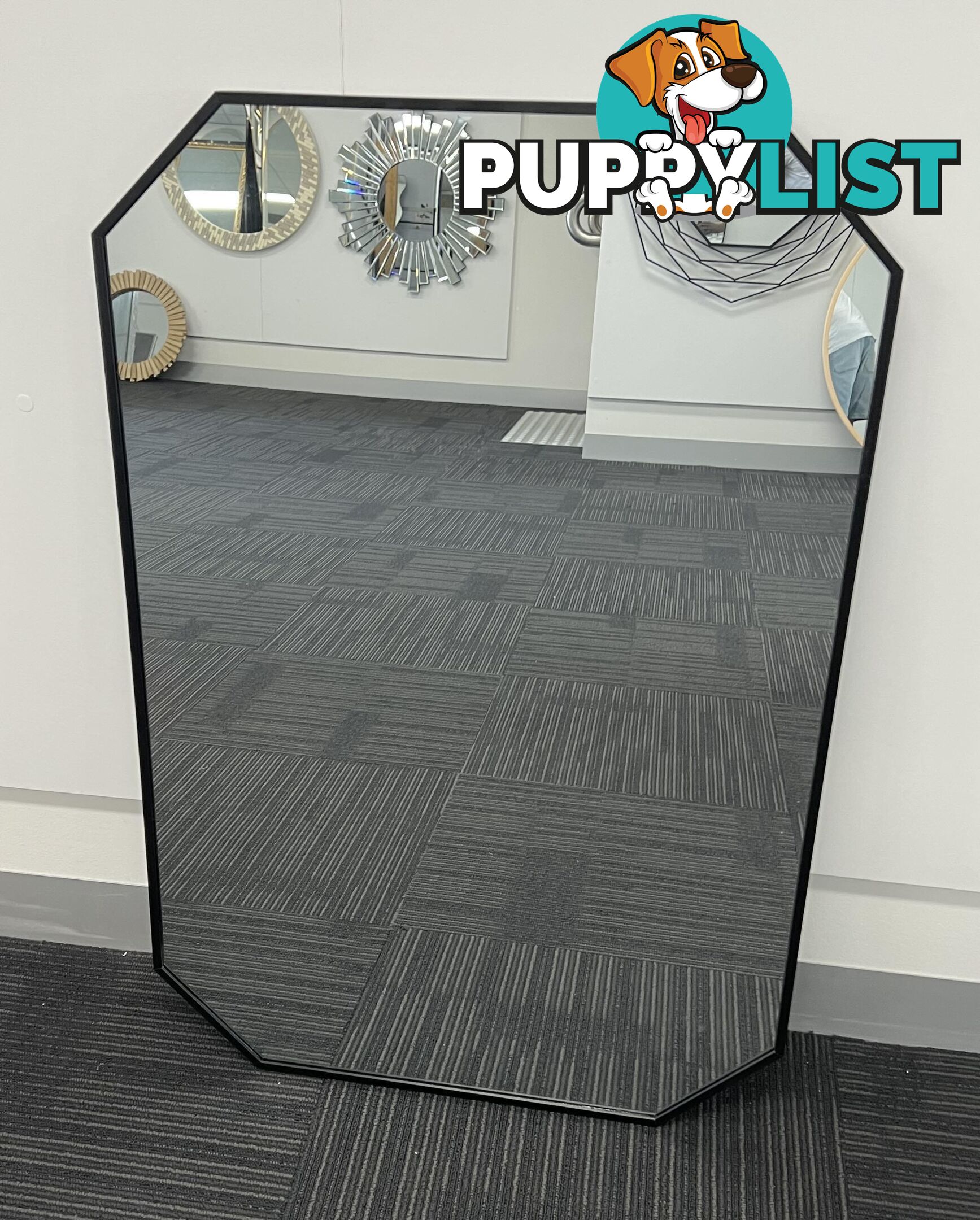 Star Octagon Rectangle Mirror 90cm x 60cm Black