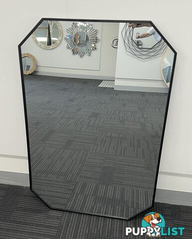 Star Octagon Rectangle Mirror 90cm x 60cm Black