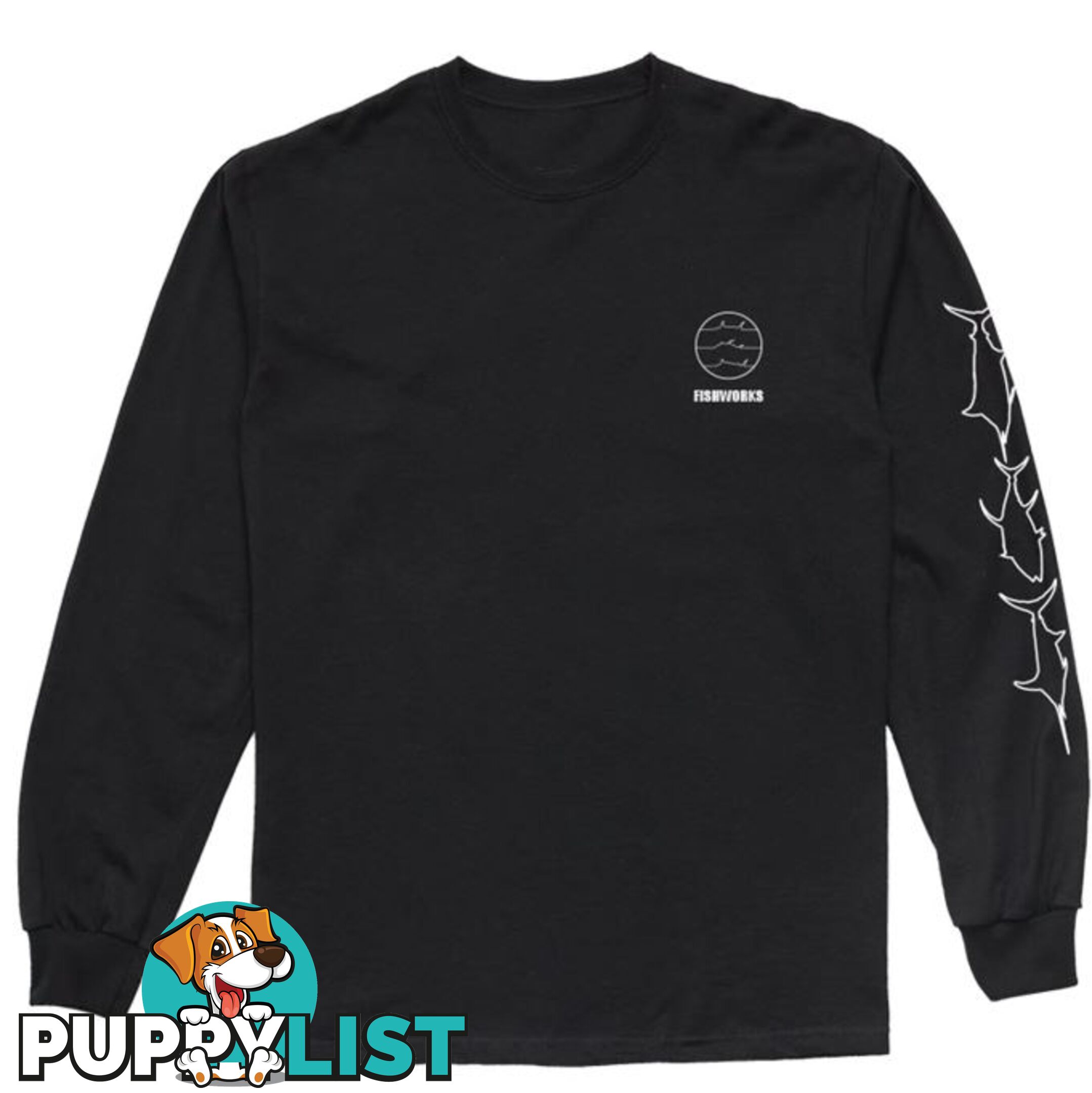 Fine Lines Long Sleeve - Black - Fishworx LSFXTEE-BLACK