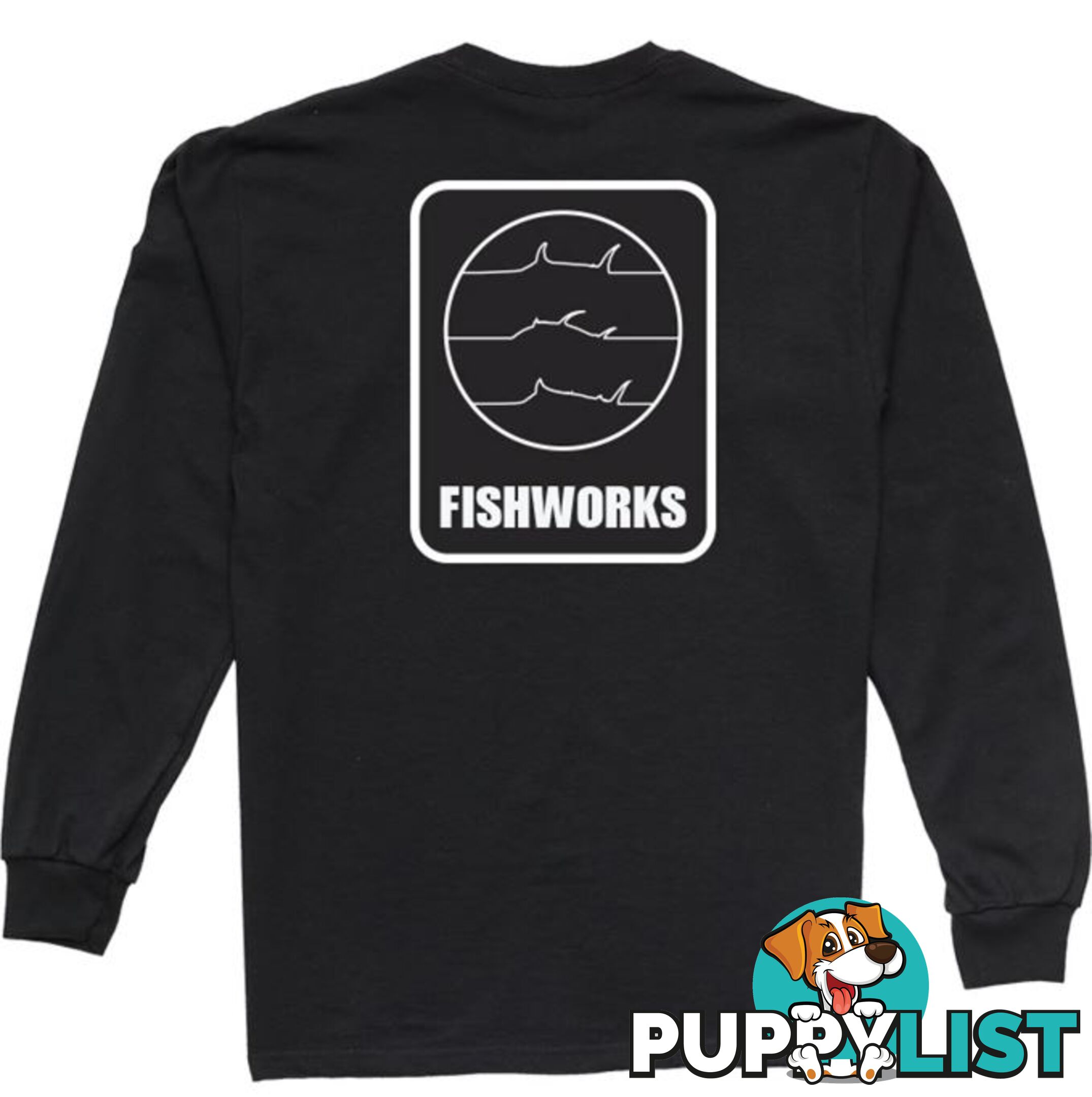 Fine Lines Long Sleeve - Black - Fishworx LSFXTEE-BLACK