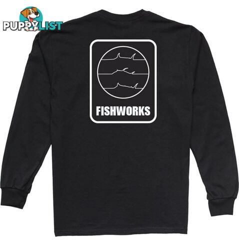 Fine Lines Long Sleeve - Black - Fishworx LSFXTEE-BLACK