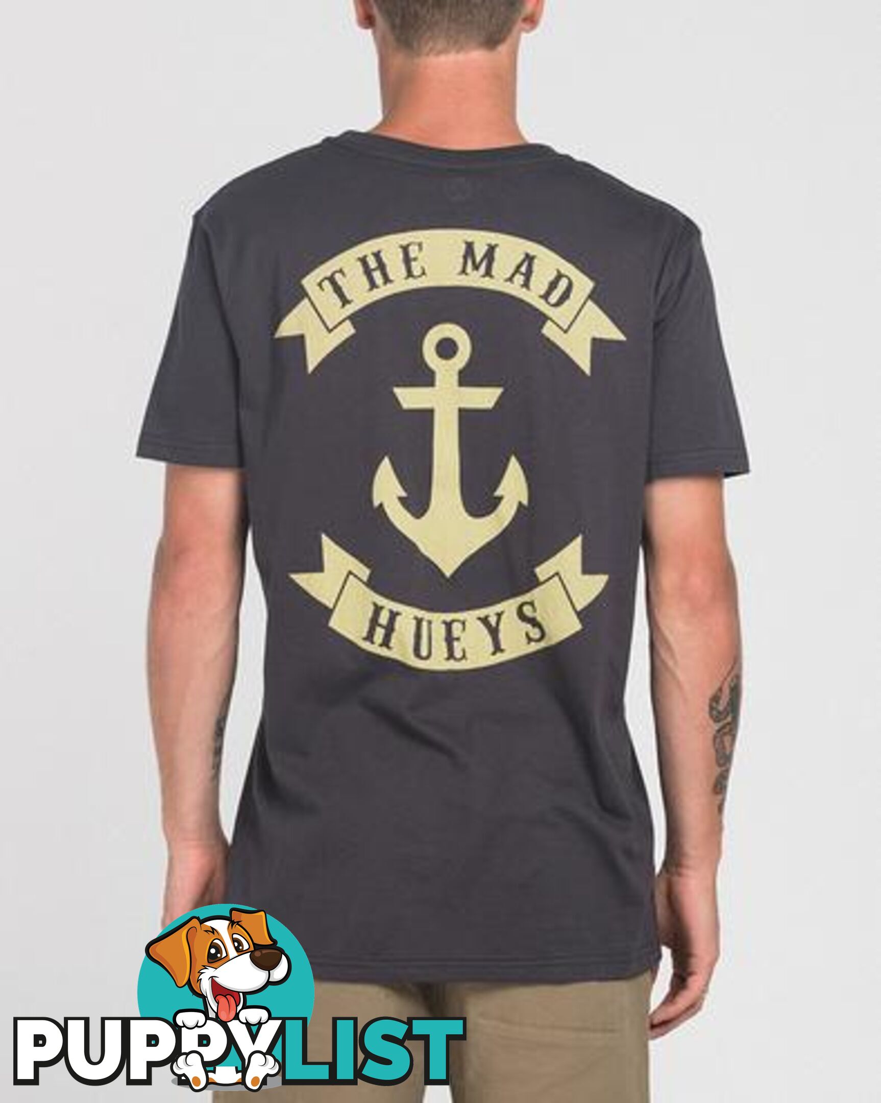 ANCHOR CASTAWAY SS TEE - ALMOST BLACK - Large - H418M01006-L