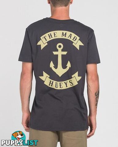 ANCHOR CASTAWAY SS TEE - ALMOST BLACK - The Mad Hueys H418M01006