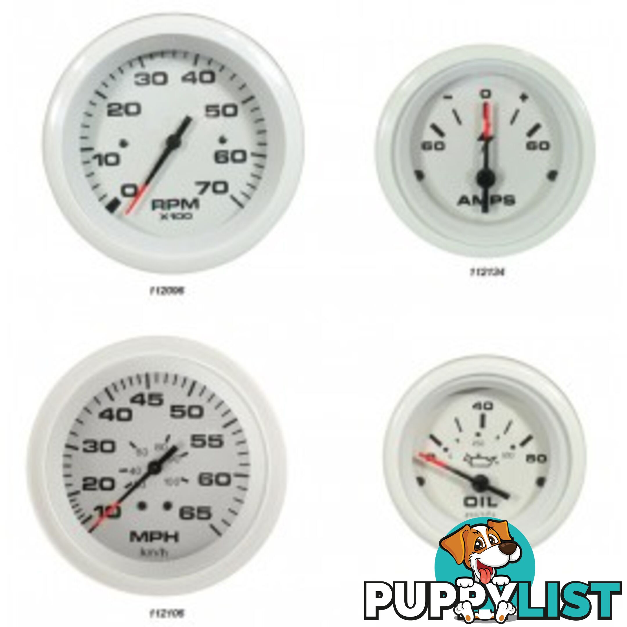 Veethree Instruments Arctic White Gauges - 112108 - Speedo Kit 80mph - 112108