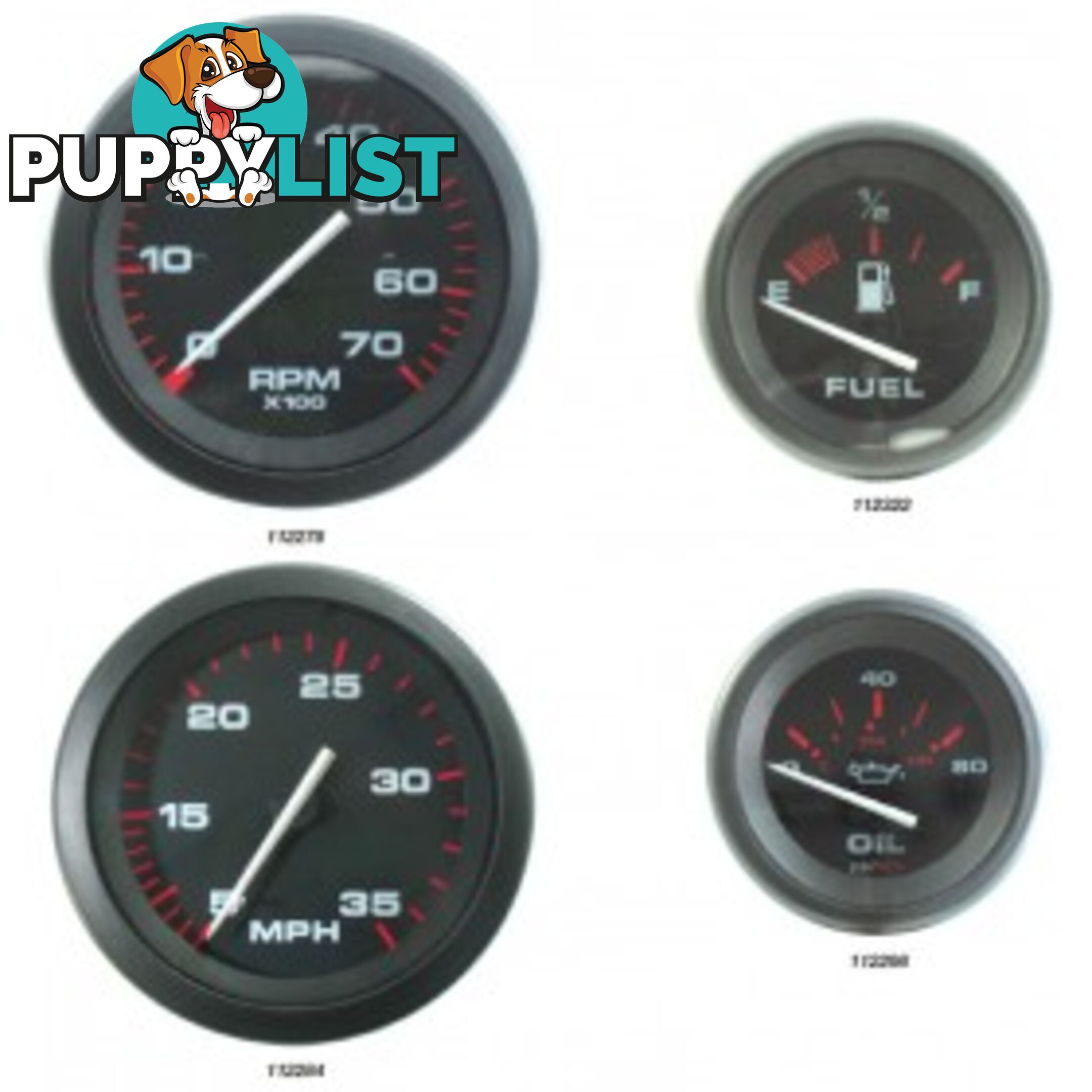 Veethree Instruments Black Amega Domed Gauges - 112298 - Oil Pressure Gauge 0-80psi - 112298