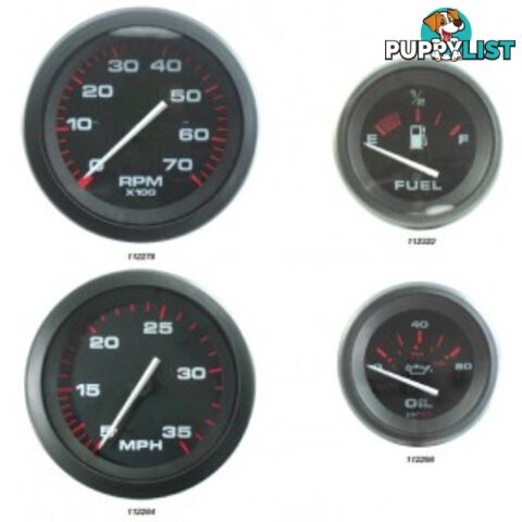 Veethree Instruments Black Amega Domed Gauges - 112298 - Oil Pressure Gauge 0-80psi - 112298