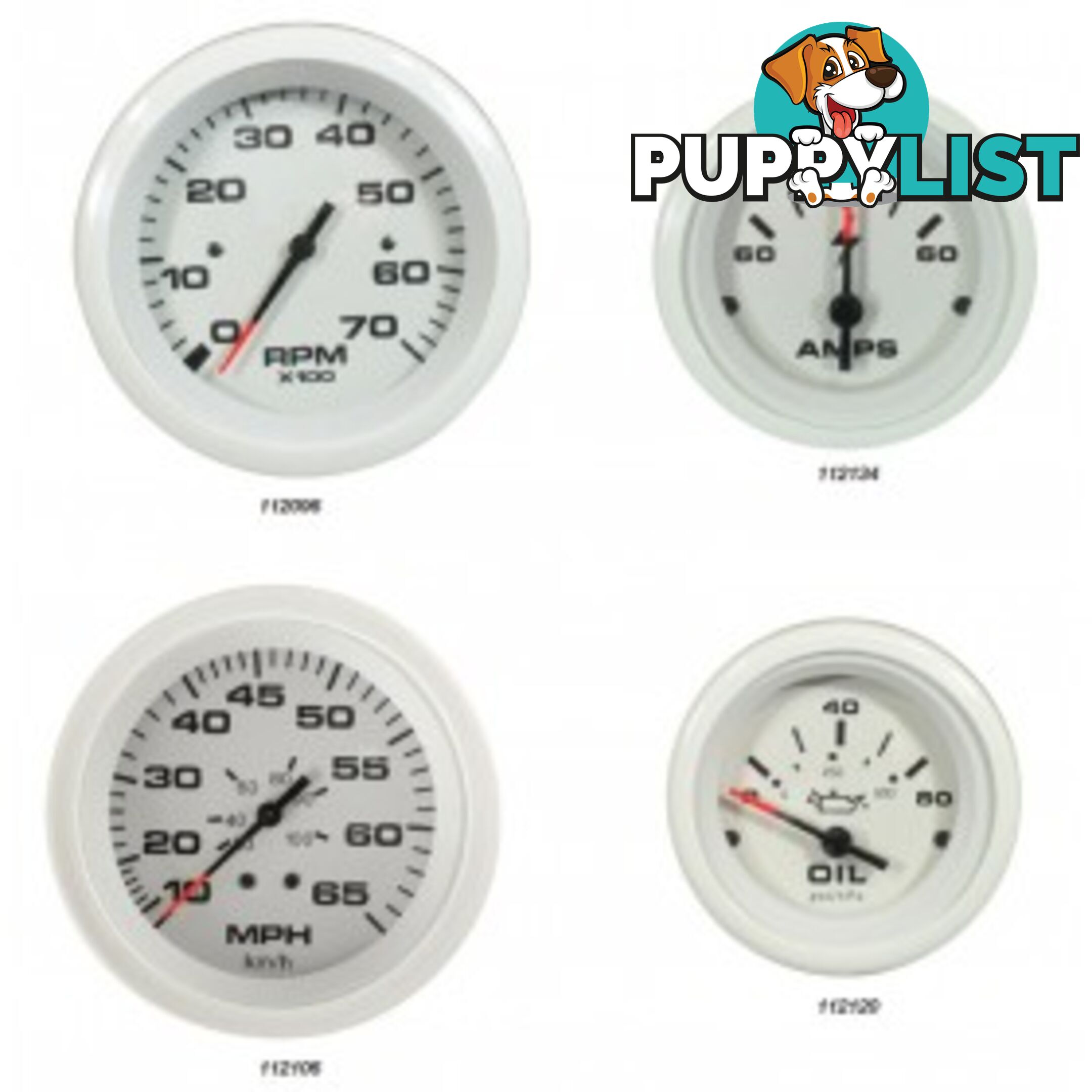 Veethree Instruments Arctic White Gauges - 112120 - Oil Pressure 0-80psi - 112120