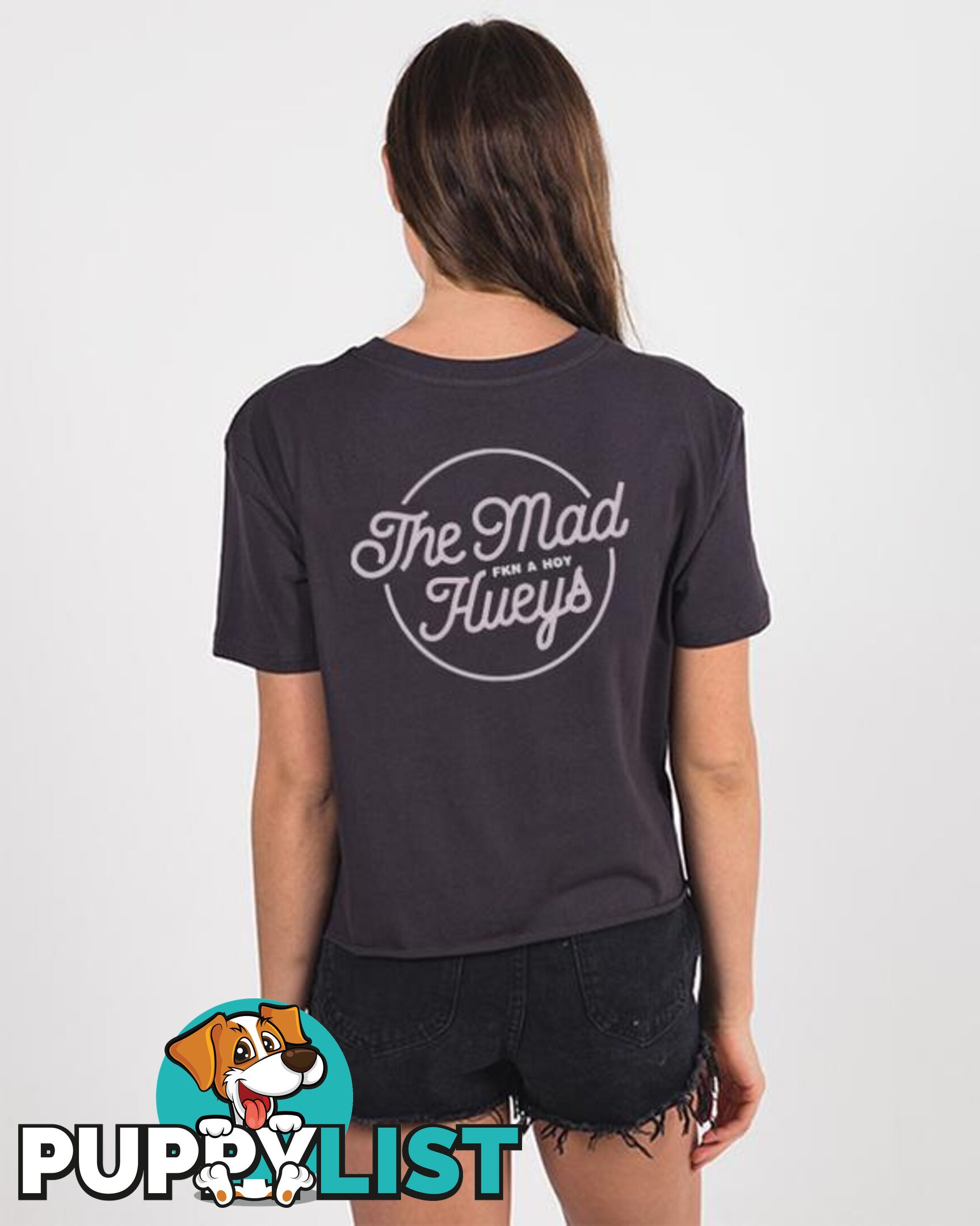 WOMENS FKN A HOY TEE - ALMOST BLACK - The Mad Hueys H418W01002