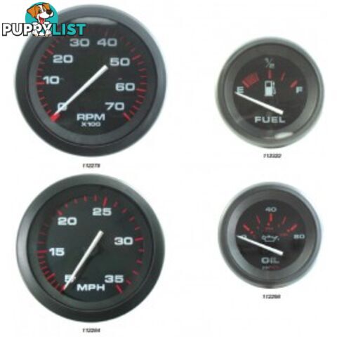 Veethree Instruments Black Amega Domed Gauges - 112322 - Fuel Gauge - 112322