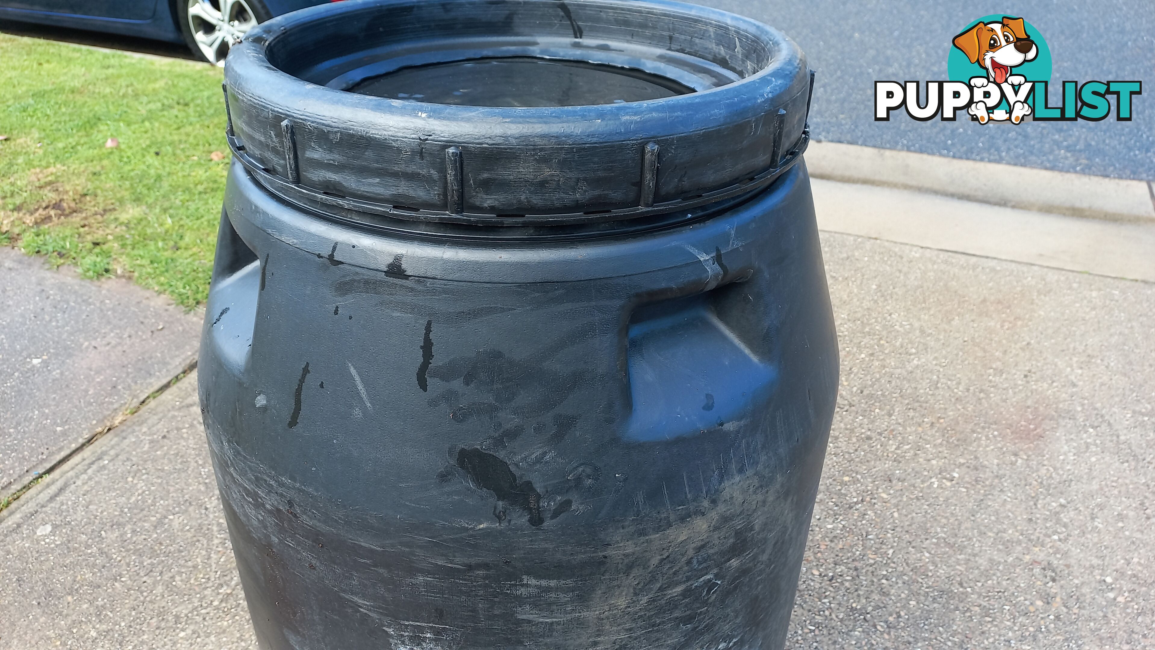 Grey/Black Plastic 200 Litre Drum