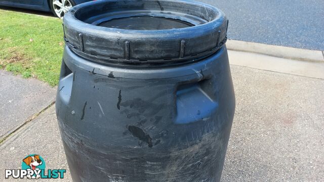 Grey/Black Plastic 200 Litre Drum