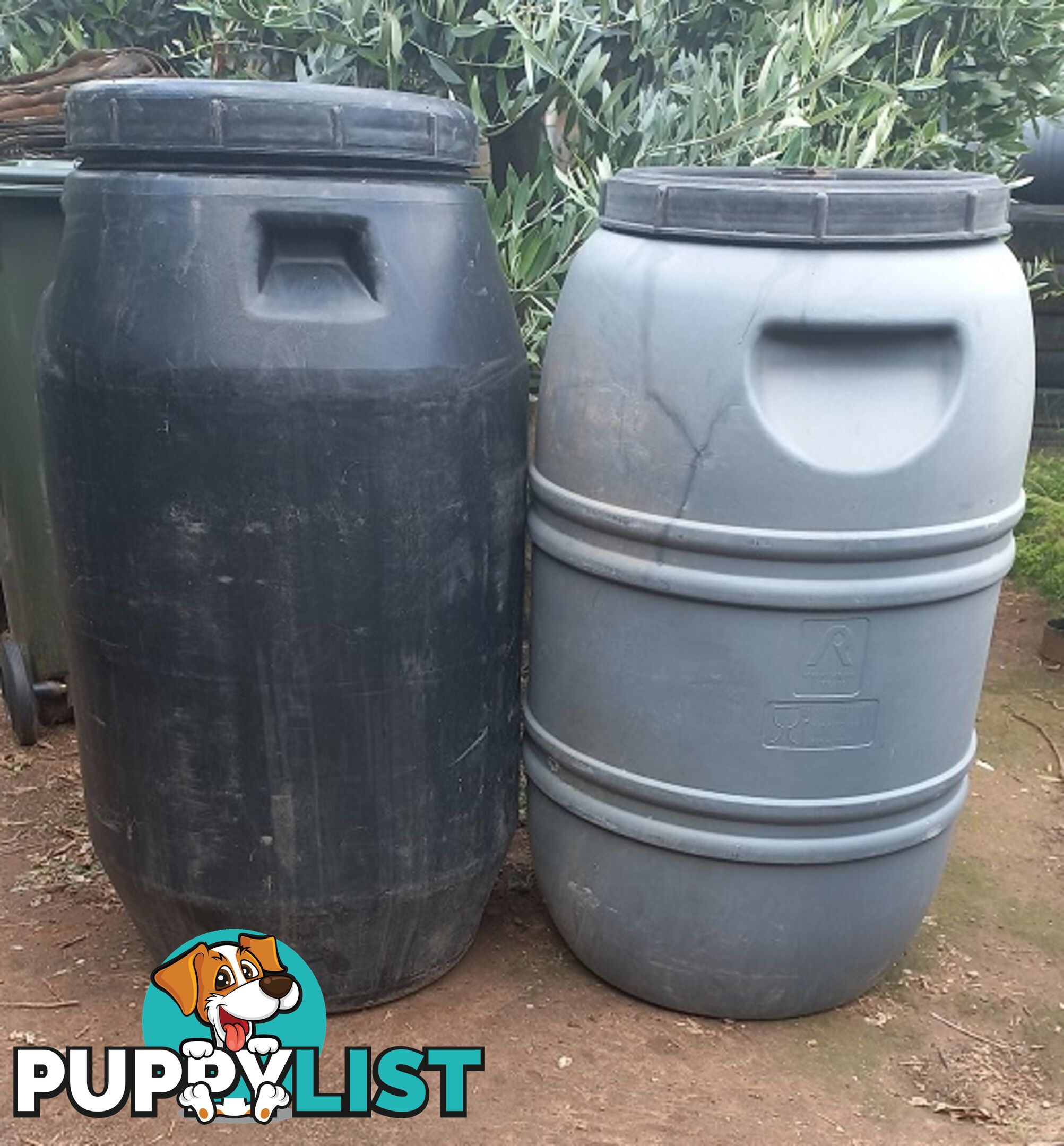 Grey/Black Plastic 200 Litre Drum