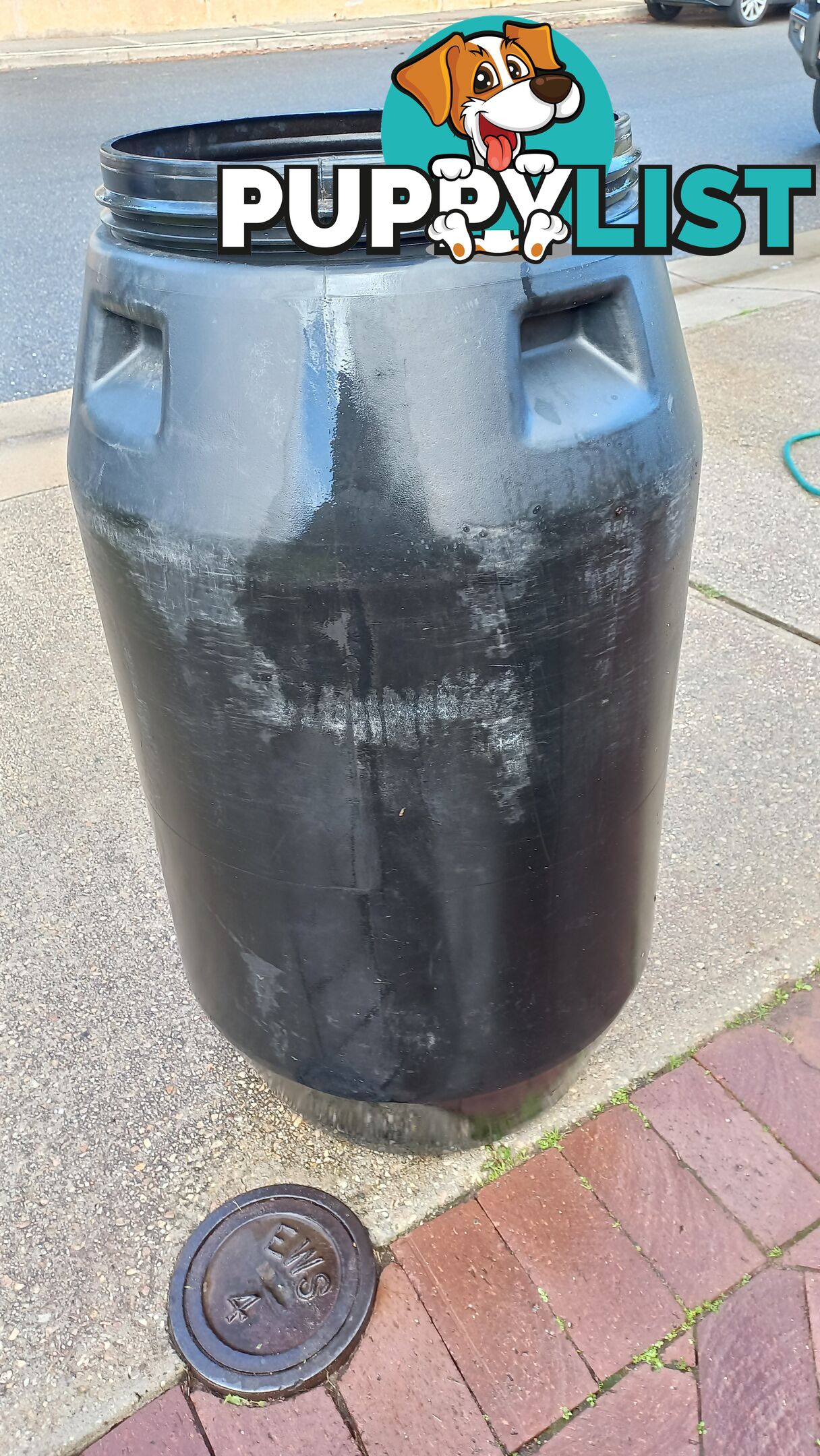 Grey/Black Plastic 200 Litre Drum