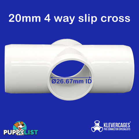 4 Way Slip Cross PVC Connector 20mm - SLX20