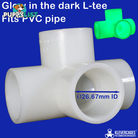 4 Way L Tee glow in the dark connector - 20mm - LTEE20GLOW