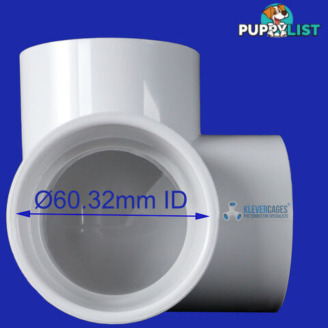 3 Way PVC Elbow Connector - 50mm fits PVC pipe - 3WAY50