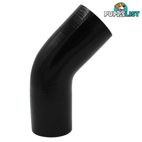 45 Degree Standard Elbow 3" (76mm) Silicone Hose Black