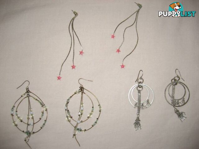 3 Long Earrings Handmade $10 all