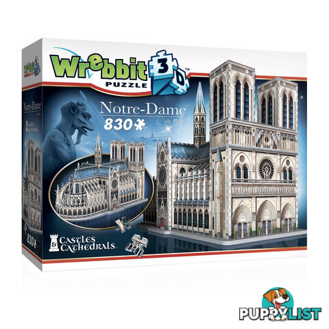 Wrebbit Notre Dame 3D 830 Piece Jigsaw Puzzle - Wrebbit Puzzles - Tabletop Jigsaw Puzzle GTIN/EAN/UPC: 665541020209