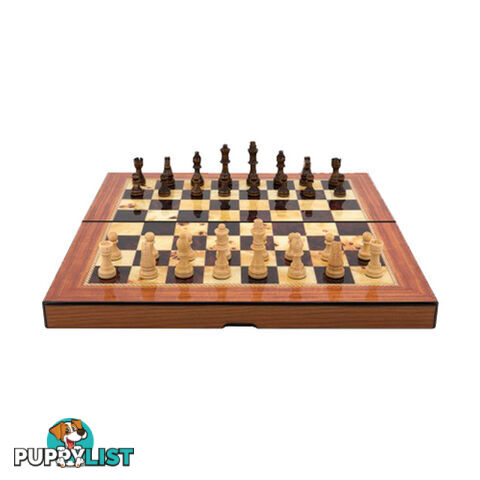 Dal Rossi 16" Walnut Shiny Finish Folding Chess Set - Dal Rossi Italy - Tabletop Board Game GTIN/EAN/UPC: 9331863003565