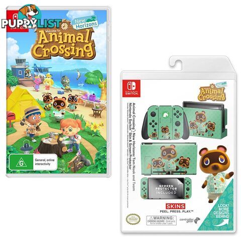 Animal Crossing: New Horizons + Animal Crossing Tom Nook Switch Skin & Screen Protector Bundle - Switch Software GTIN/EAN/UPC: 9318113987097