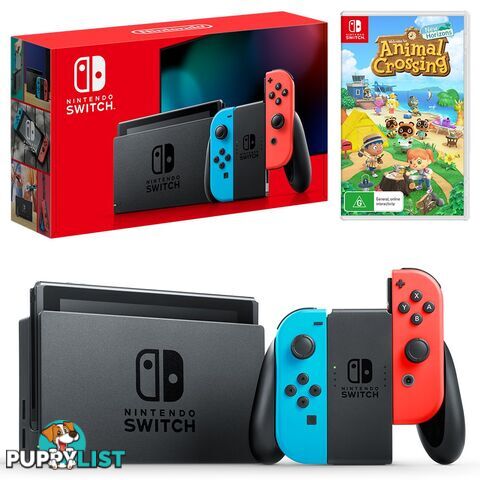 Nintendo Switch Neon Joy-Con Console with Animal Crossing: New Horizons Bundle - Nintendo - Switch Console GTIN/EAN/UPC: 9318113992114