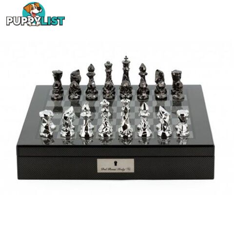 Dal Rossi Italy Chess 16" Carbon Fibre Board with Titanium & Silver Chess Pieces - Dal Rossi Italy - Tabletop Board Game