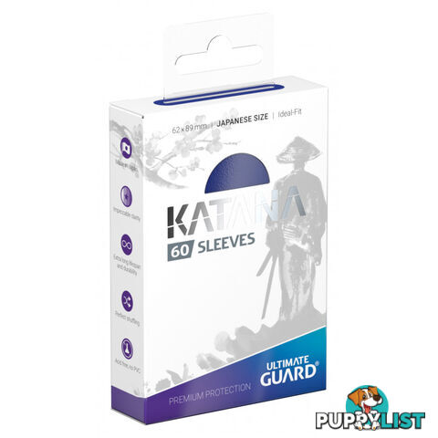 Ultimate Guard Katana Sleeves 60 Japanese Size Sleeves (Blue) - Ultimate Guard - Tabletop Trading Cards Accessory GTIN/EAN/UPC: 4056133014847