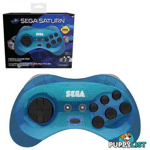 Retro-Bit Sega Saturn Wireless Arcade Controller for PC & Saturn (Clear Blue) - Retro-bit - Retro Mega Drive Accessory GTIN/EAN/UPC: 7350002937280