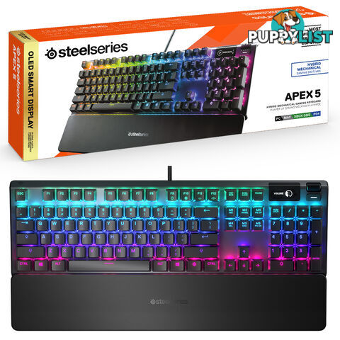 Steelseries Apex 5 Hybrid RGB Mechanical Gaming Keyboard - Steelseries - PC Accessory GTIN/EAN/UPC: 5707119039123