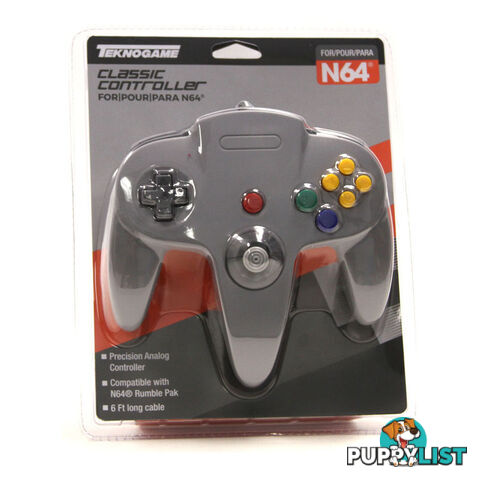 Teknogame Classic Controller for Nintendo 64 (Grey) - Teknogame NXN64-020 - Retro N64 Accessory GTIN/EAN/UPC: 722267833633