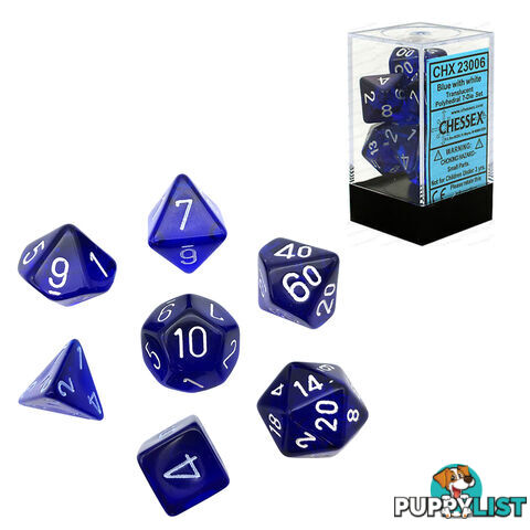 Chessex Translucent Polyhedral 7-Die Dice Set (Blue & White) - Chessex - Tabletop Accessory GTIN/EAN/UPC: 601982009946