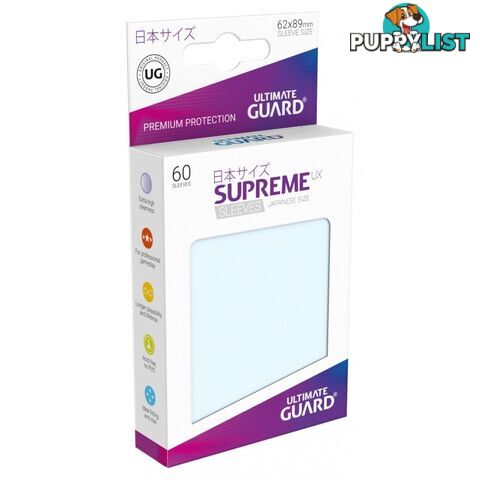 Ultimate Guard Supreme UX Japanese Size 60 Sleeves Transparent - Ultimate Guard - Tabletop Trading Cards Accessory GTIN/EAN/UPC: 4056133003377